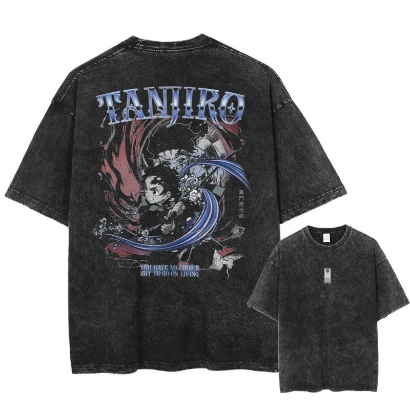 Vintage Men'S Washed T-Shirt Demon Slayer An