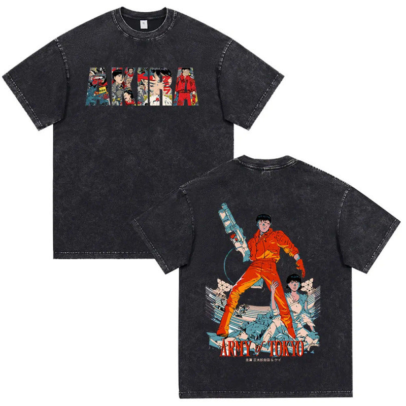 Anime Akira Vintage Washed T Shirt Movie Sci