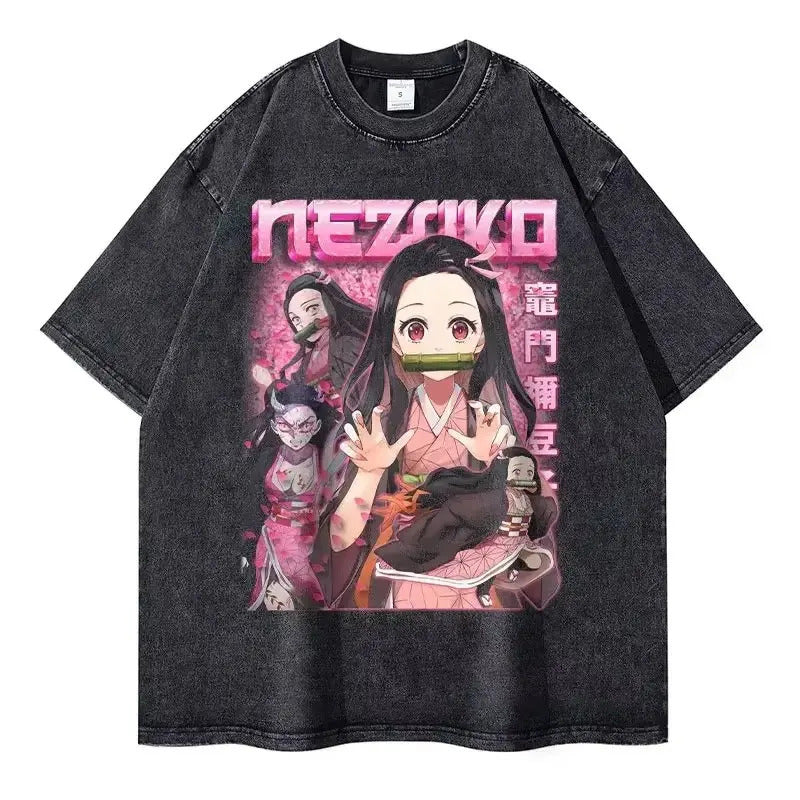 Harajuku Graphic Tee Anime Demon Slayer Vint