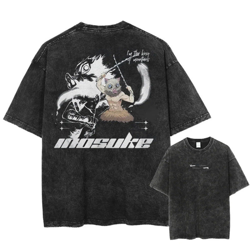 Vintage Men'S Washed T-Shirt Demon Slayer An