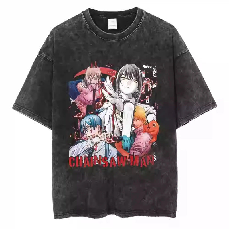 Anime Chainsaw Man T-Shirt Denji Power Makim