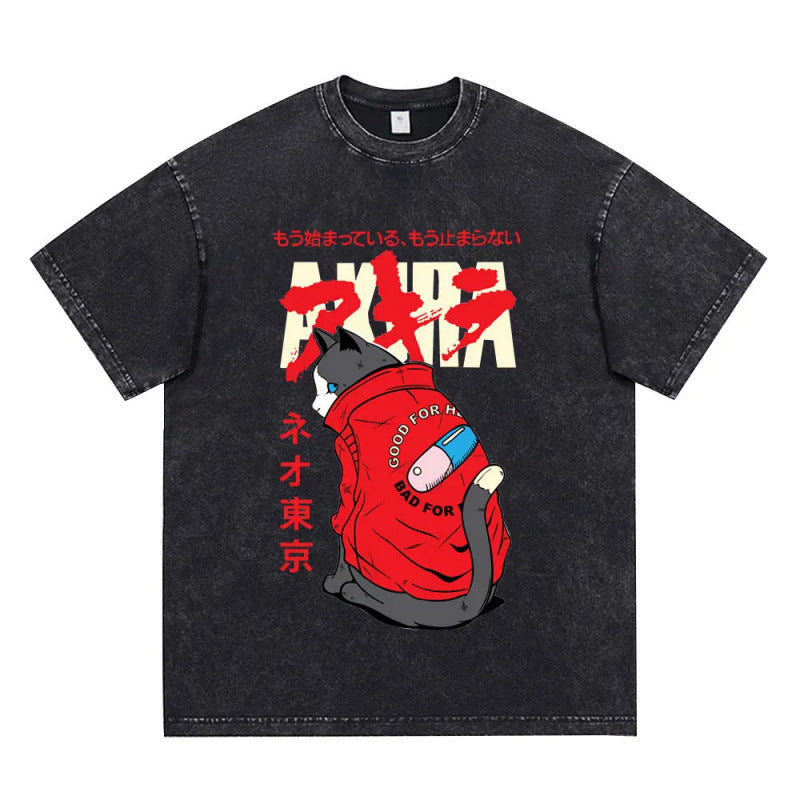 Anime Akira Vintage Washed T Shirt Movie Sci