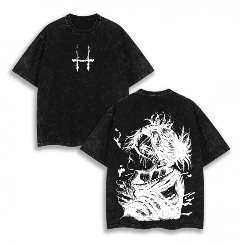 European Size Cotton Jujutsu Kaisen Acid Washed T-Shirt Vintage O