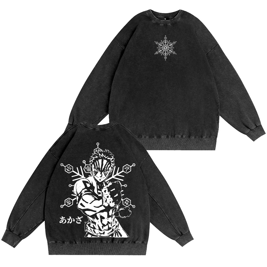 Akaza,Demon Slayer Anime Washed T-shirt/Crewneck/Hoodie