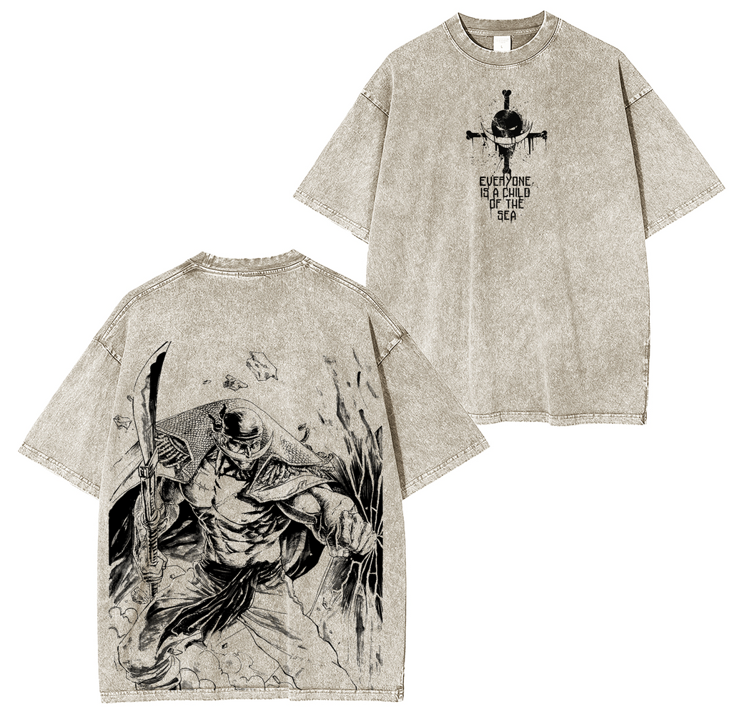 One Piece Barbe Blanche  Anime Washed T-shirt/Crewneck/Hoodie