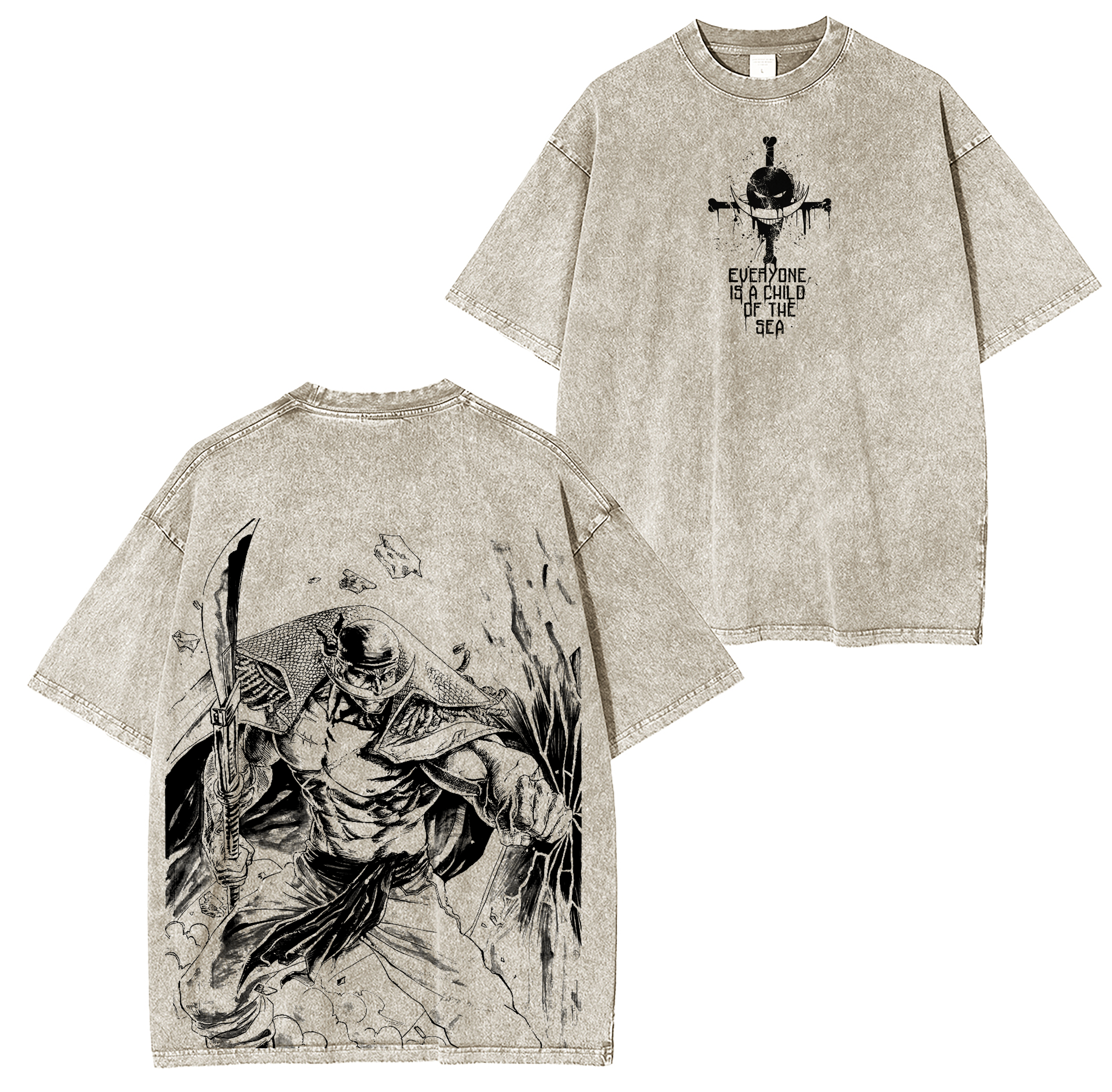 One Piece Barbe Blanche  Anime Washed T-shirt/Crewneck/Hoodie