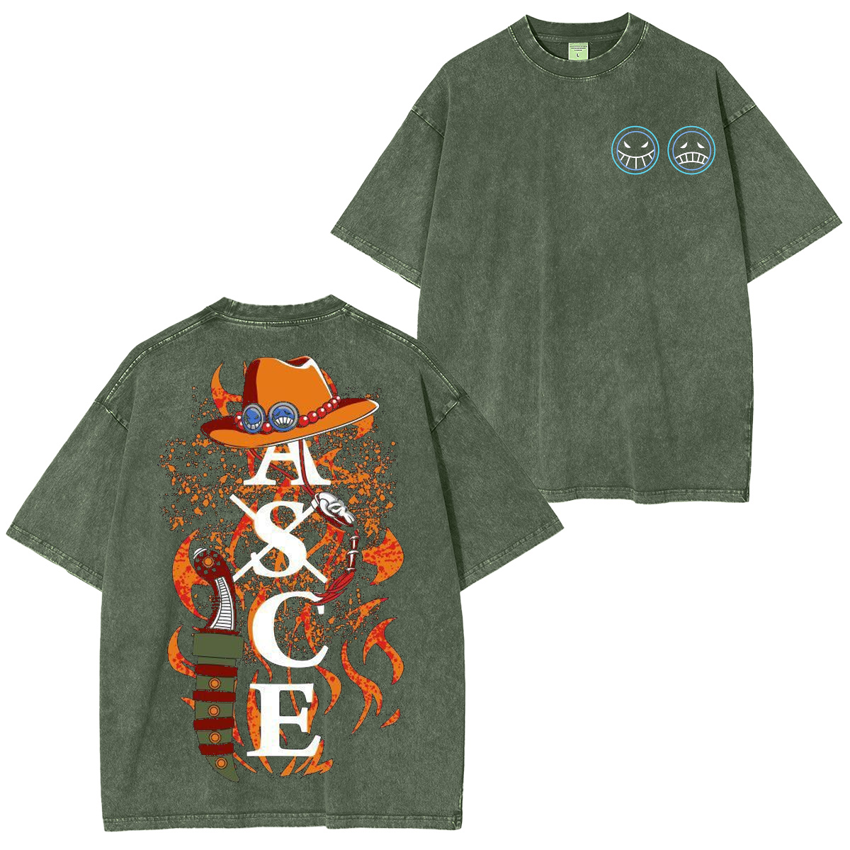 Retro Vintage Limited Anime One Piece, Portgas D. Ace Unisex Washed T-Shirt