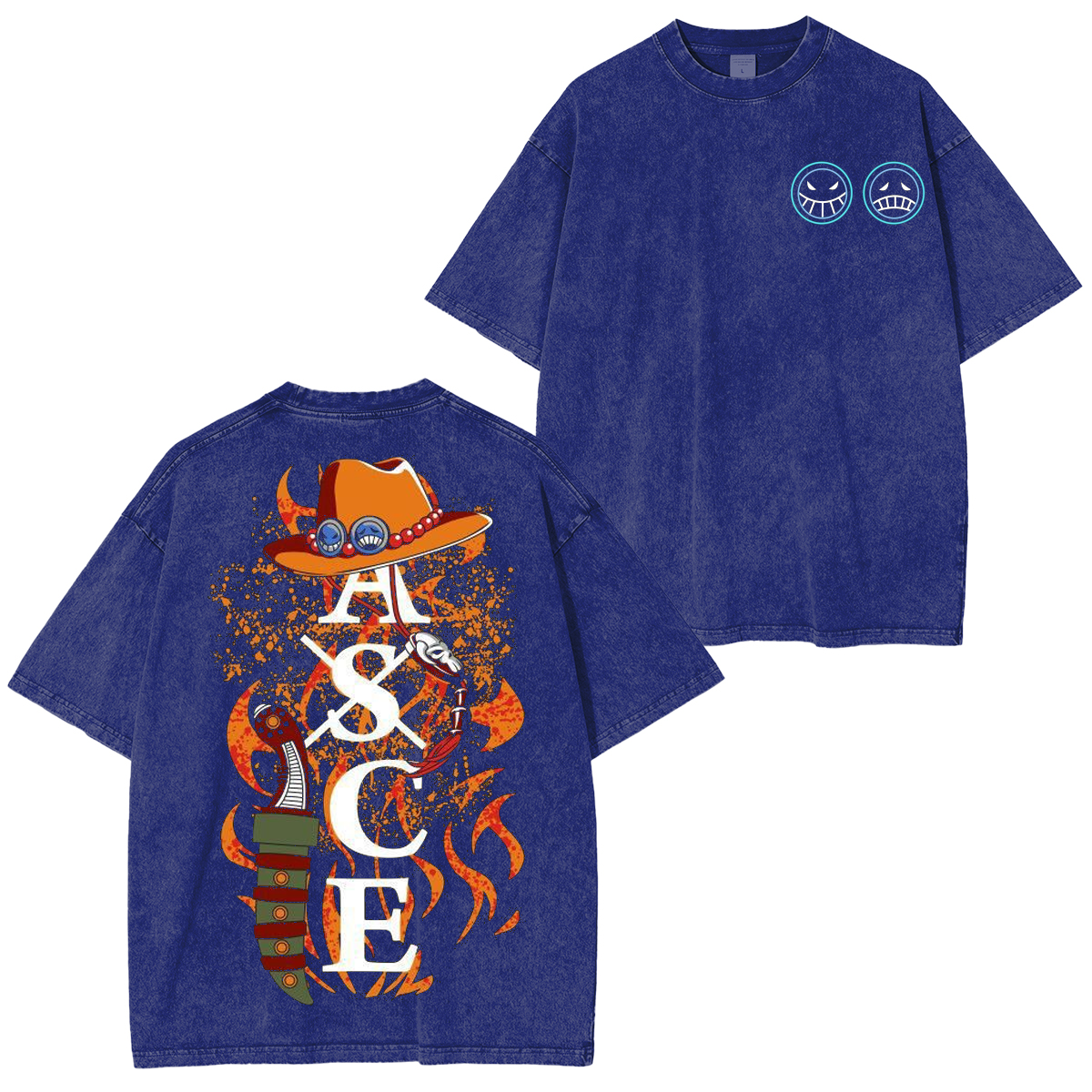 Retro Vintage Limited Anime One Piece, Portgas D. Ace Unisex Washed T-Shirt
