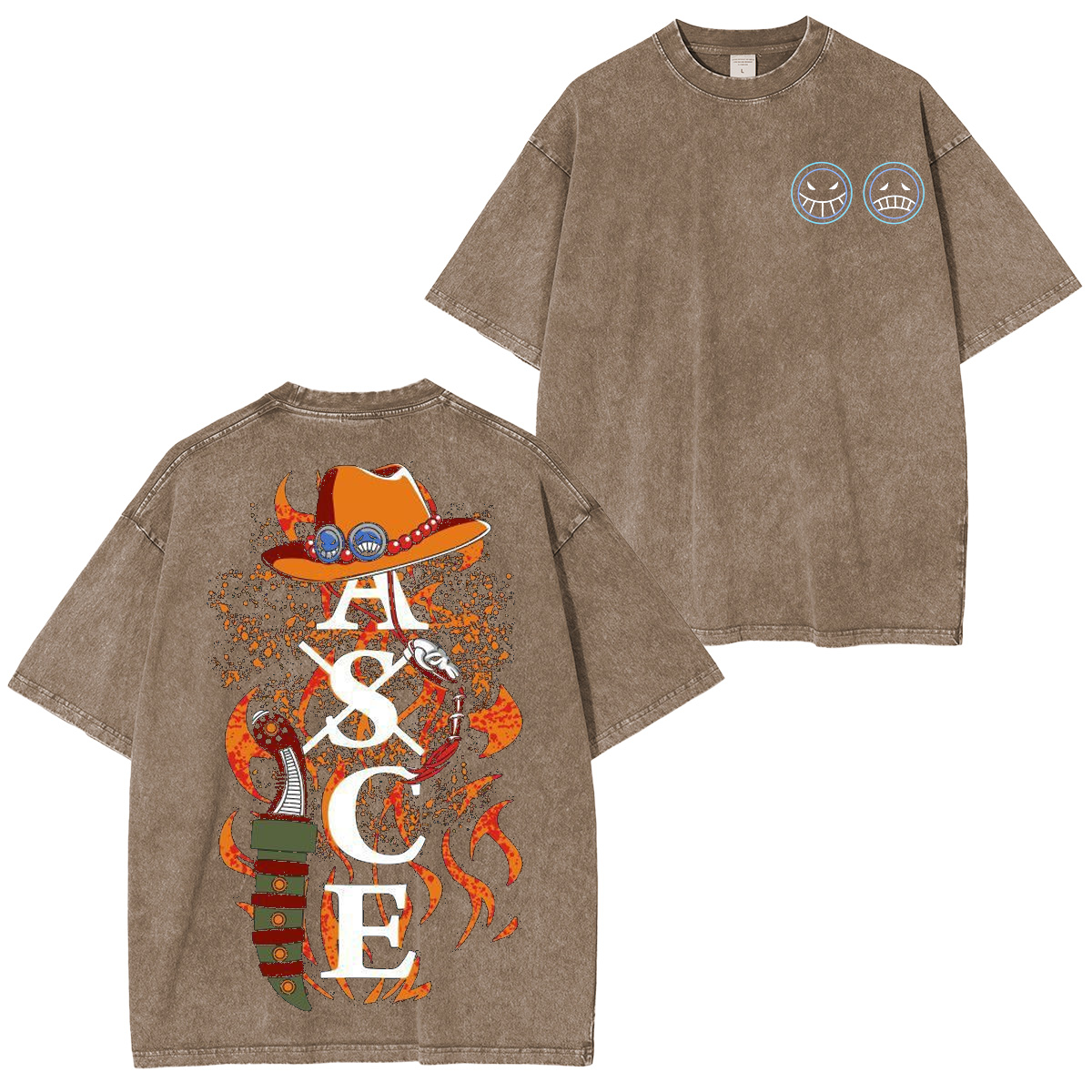 Retro Vintage Limited Anime One Piece, Portgas D. Ace Unisex Washed T-Shirt