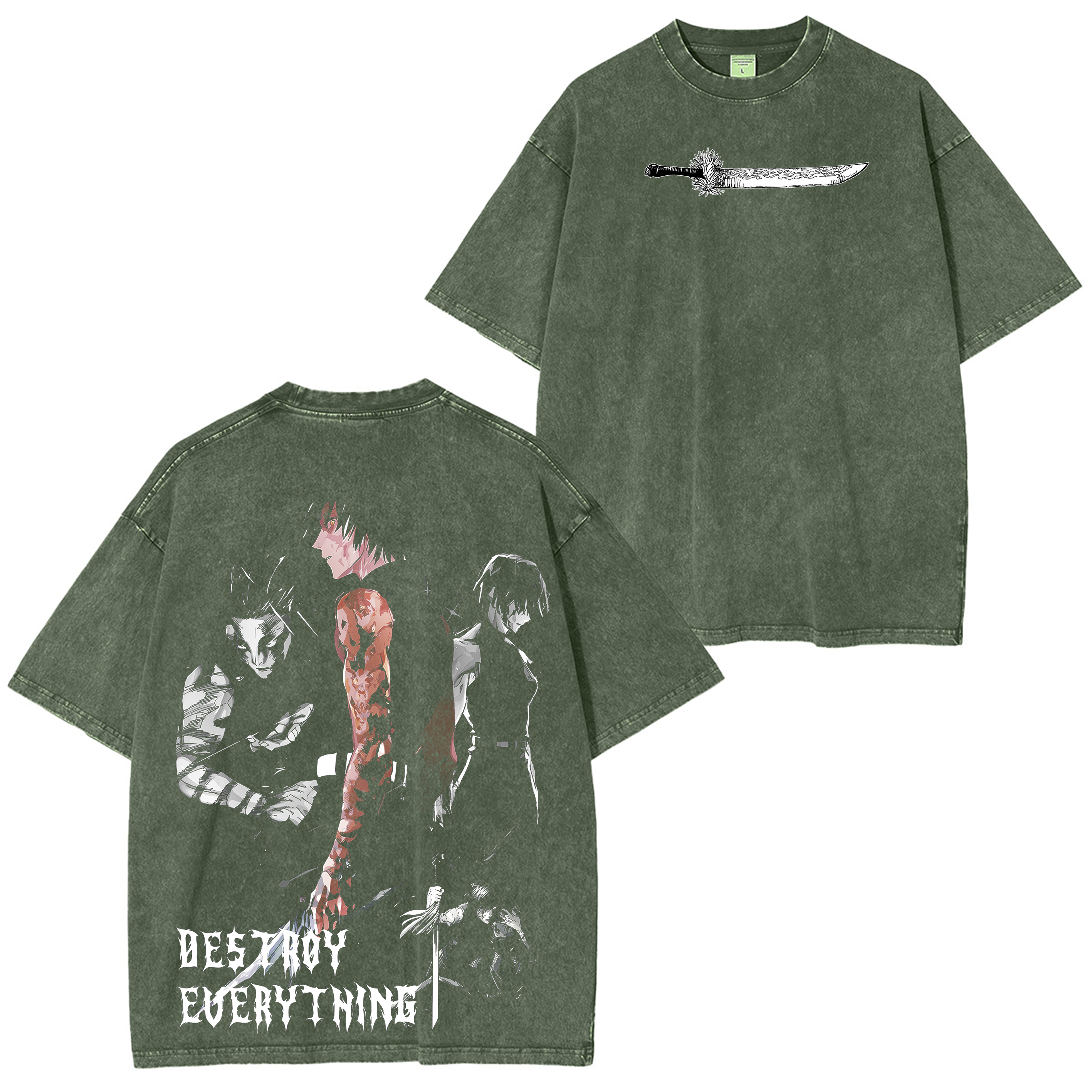 "Maki Zenzin ""Destroy Everything"" Jujutsu Kaisen Anime Washed T-shirt/Crewneck/Hoodie"