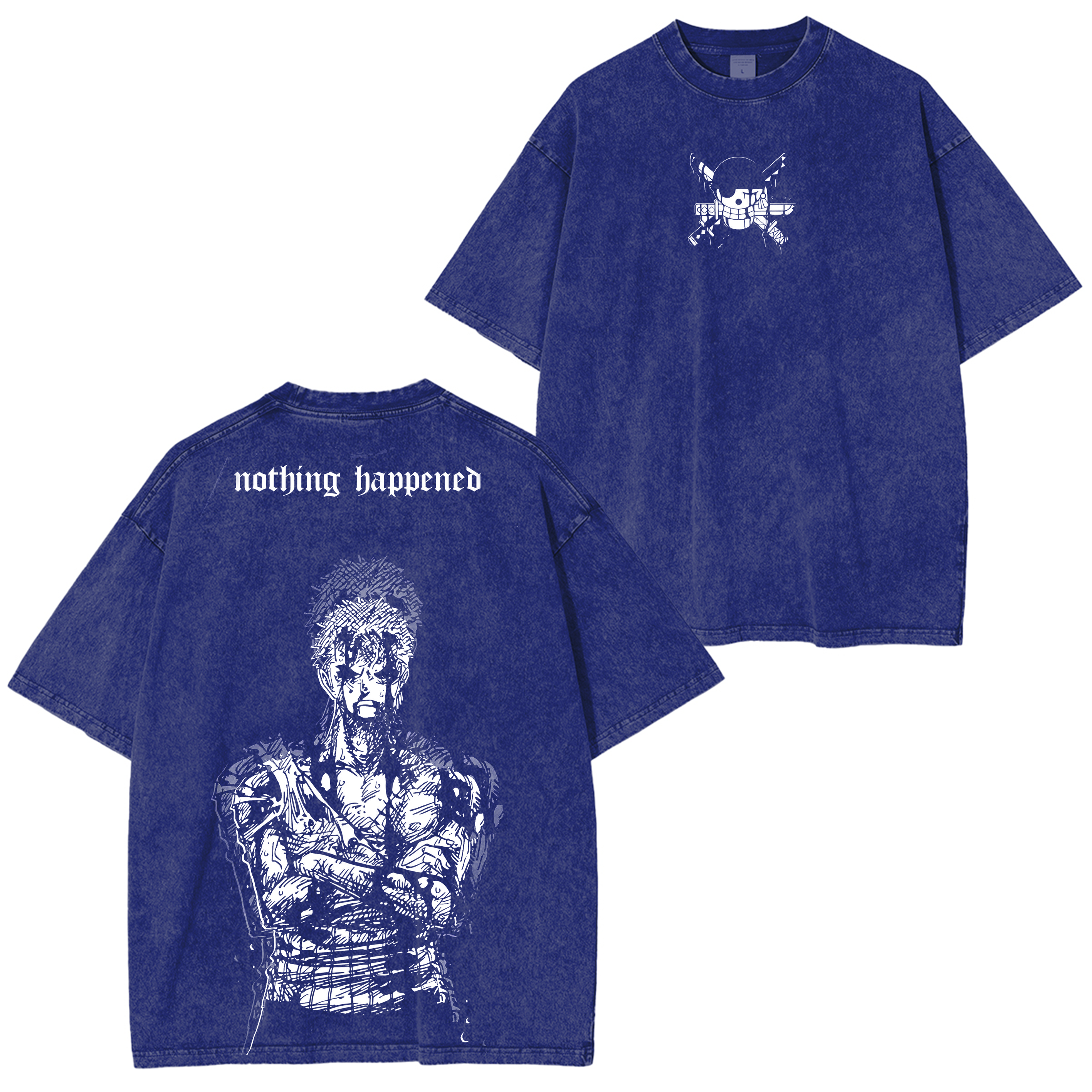 Zoro Nothing Happened,One Piece Anime Washed T-shirt/Crewneck/Hoodie