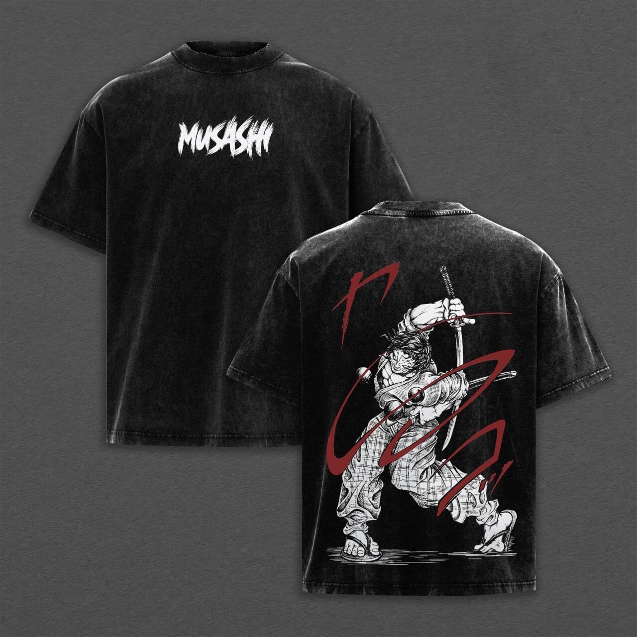 Baki Dou:The Invincible Samurai Anime washed T-shirt/Crewneck/Hoodie