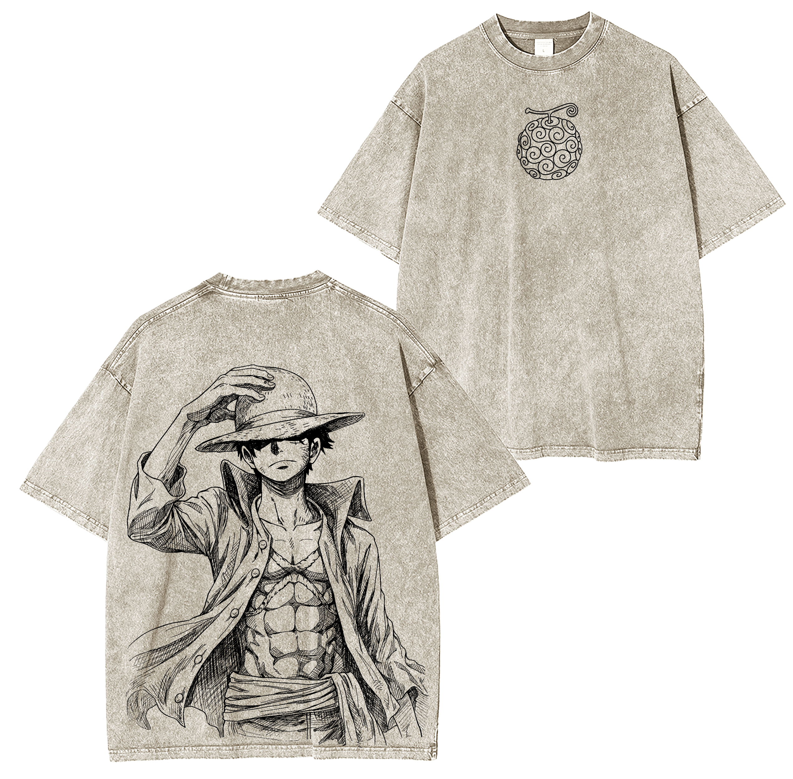 Luffy One Piece Anime Washed T-shirt/Crewneck/Hoodie