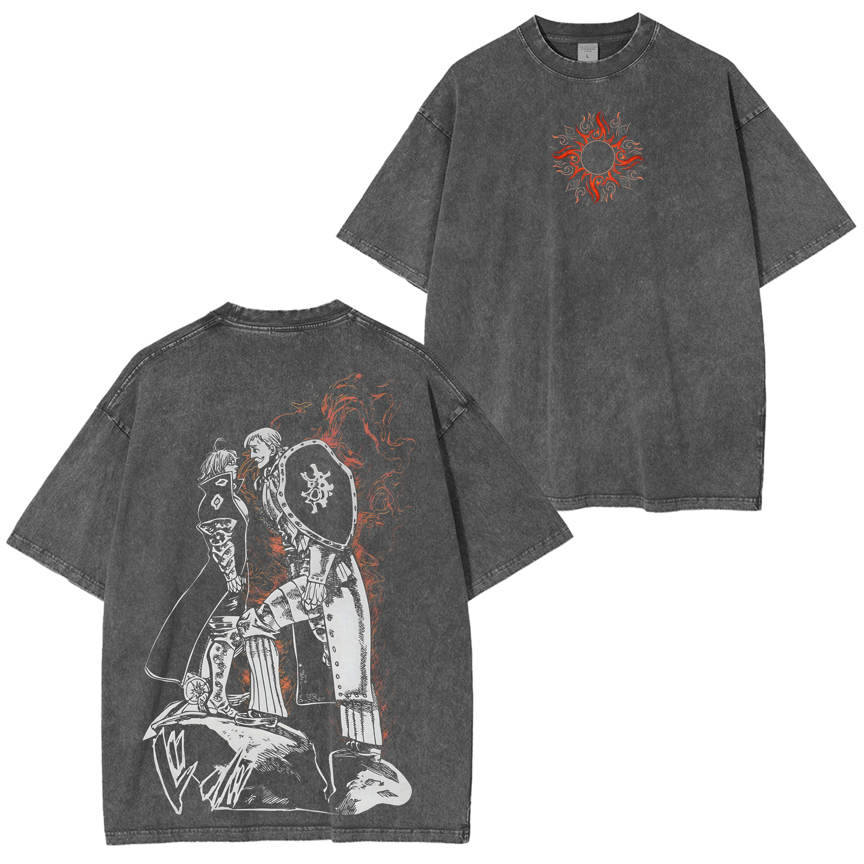 Escanor,The Seven Deadly Sins Oversized Anime Washed T-shirt/Crewneck/Hoodie
