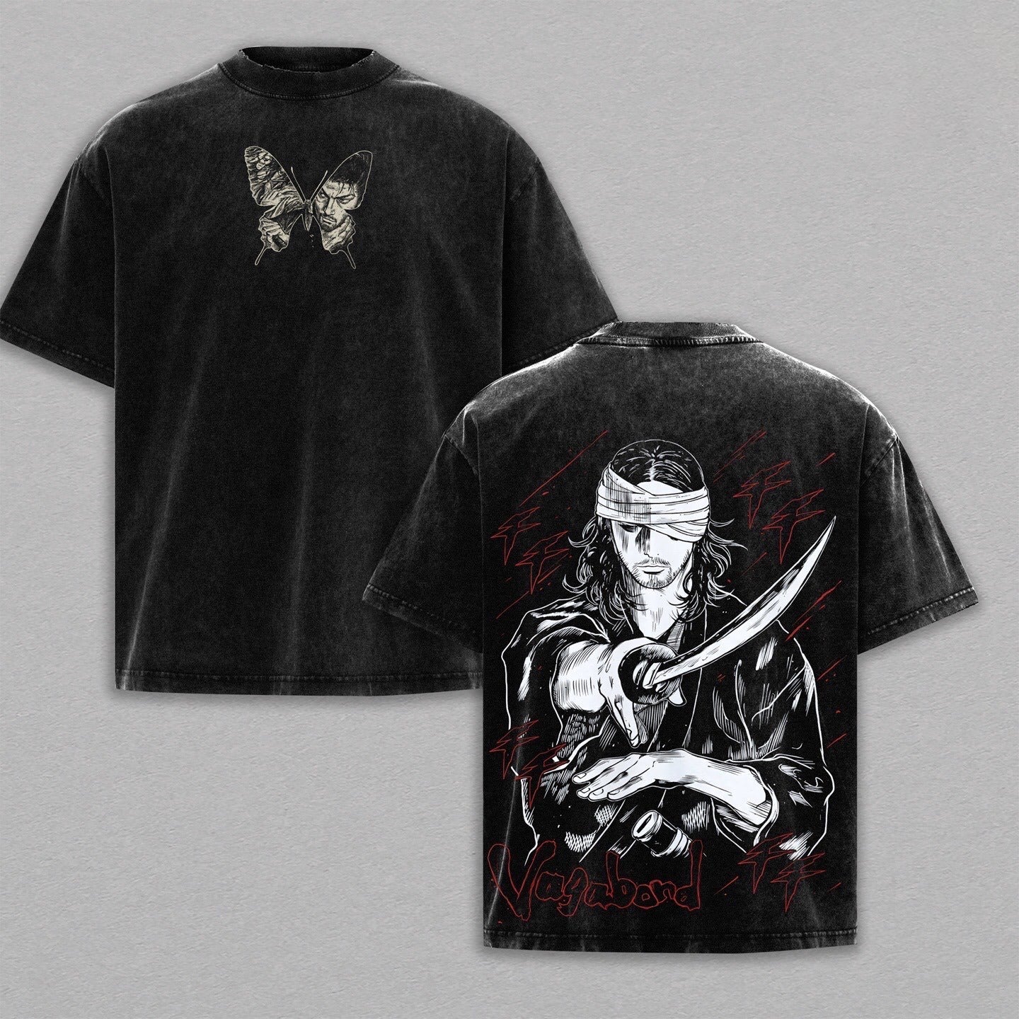 Miyamoto Musashi, Vagabond Anime Washed T-shirt/Crewneck/Hoodie