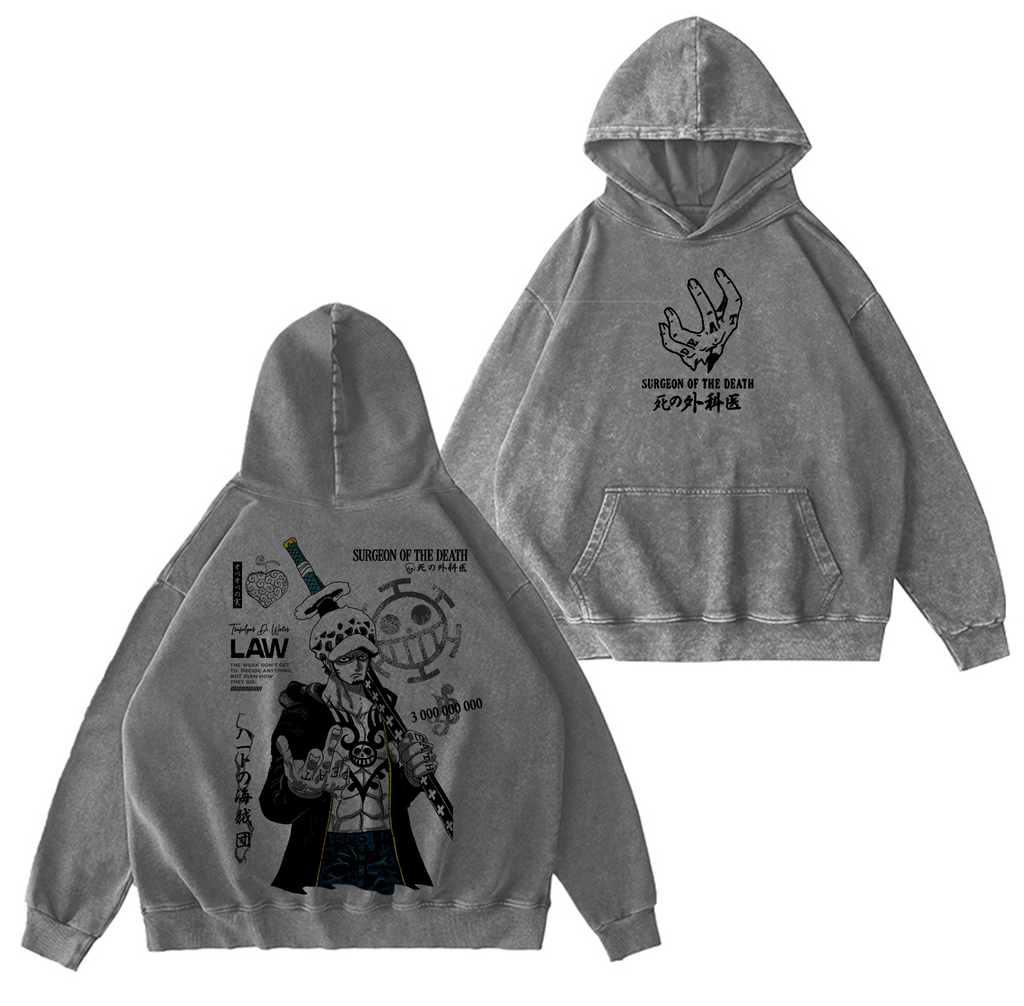 Trafalgar Law -One Piece Bounty Graphic Anime Washed T-shirt/Crewneck/Hoodie
