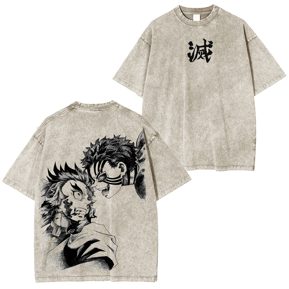 Rengoku - Akaza Kimetsu no Yaiba Anime Washed Unisex T-Shirt