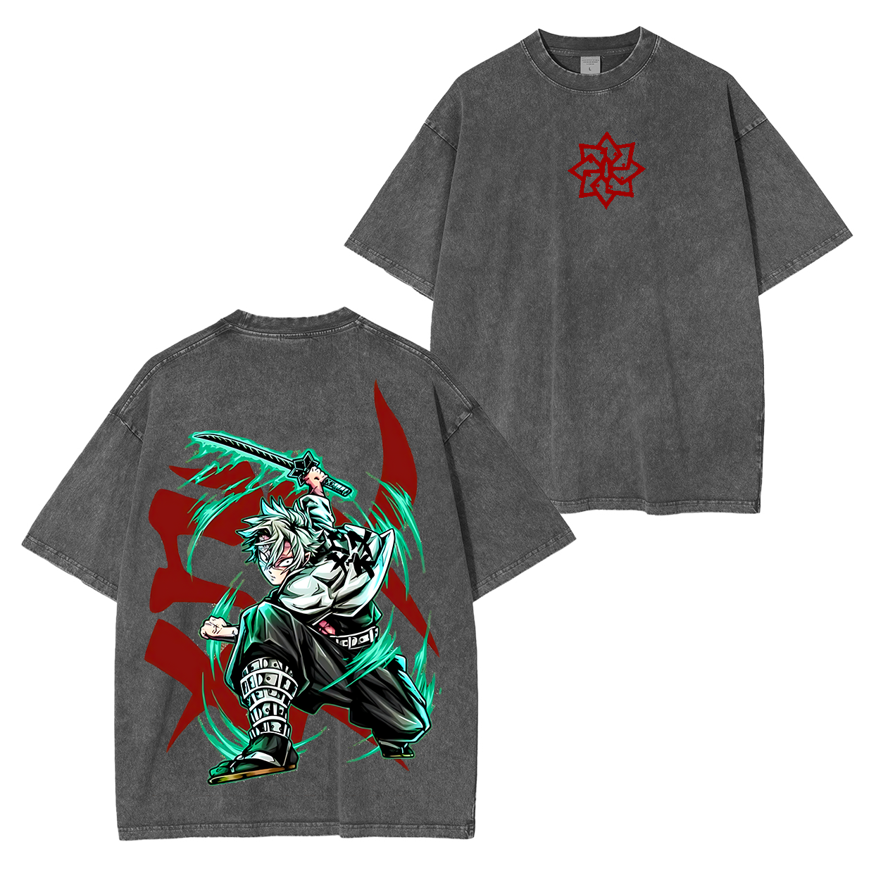 Wind Hashira Sanemi Shinazugawa ,Demon Slayer Anime Unisex Washed T-Shirt