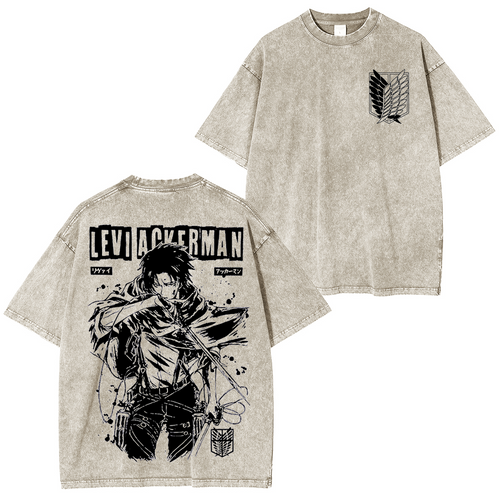 AOT Attackk on Titan Levi Ackerman  Anime Unisex Washed T-Shirt