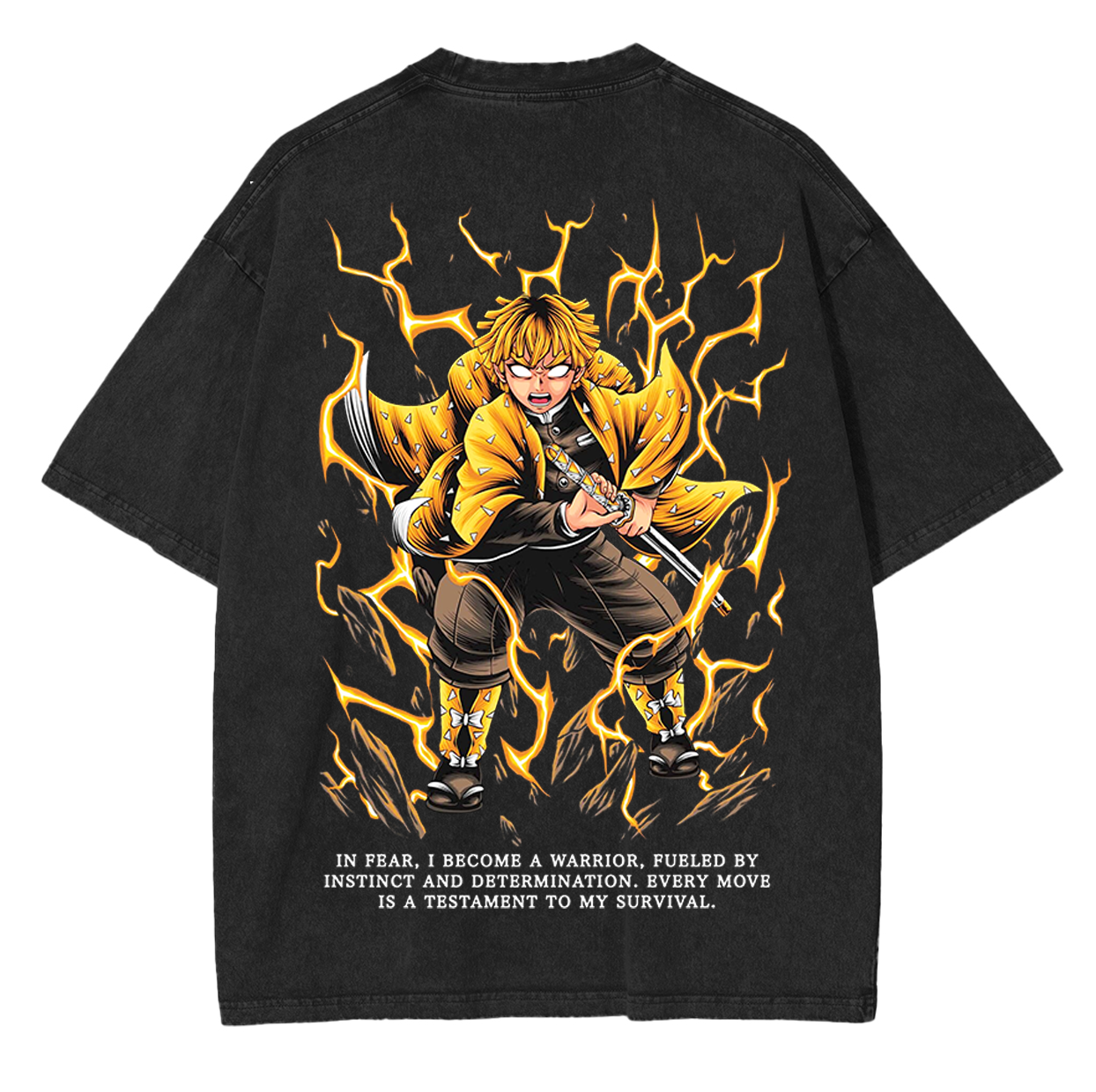 Zenitsu ,Demon Slayer Anime Unisex Washed T-Shirt