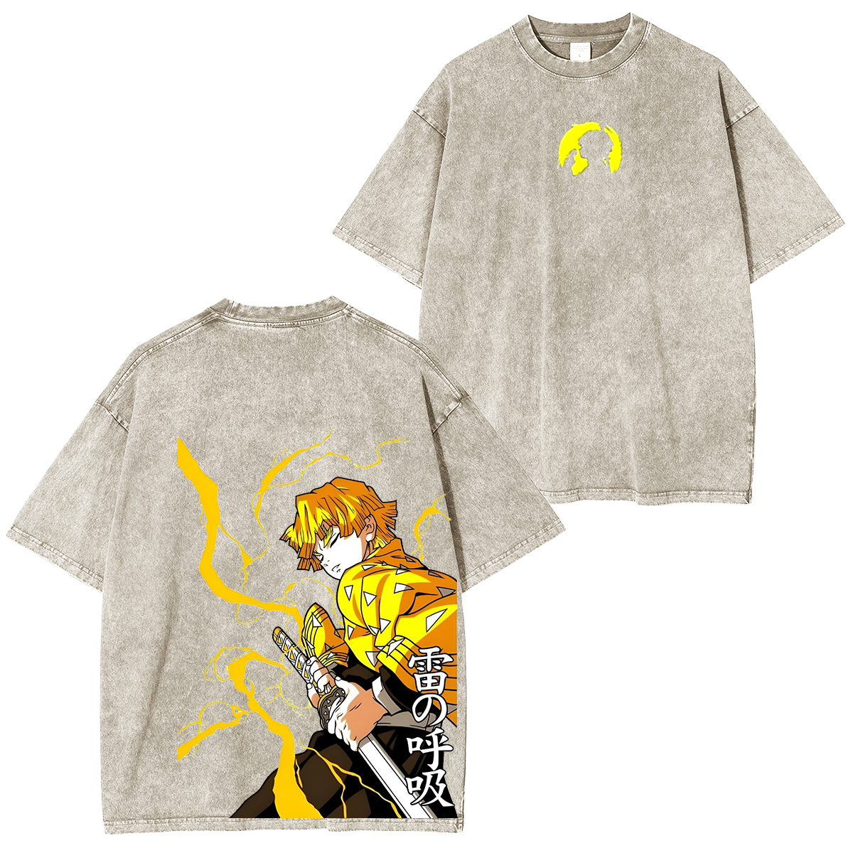 Zenitsu Agatsuma, Demon Slayer Anime Unisex Washed T-Shirt