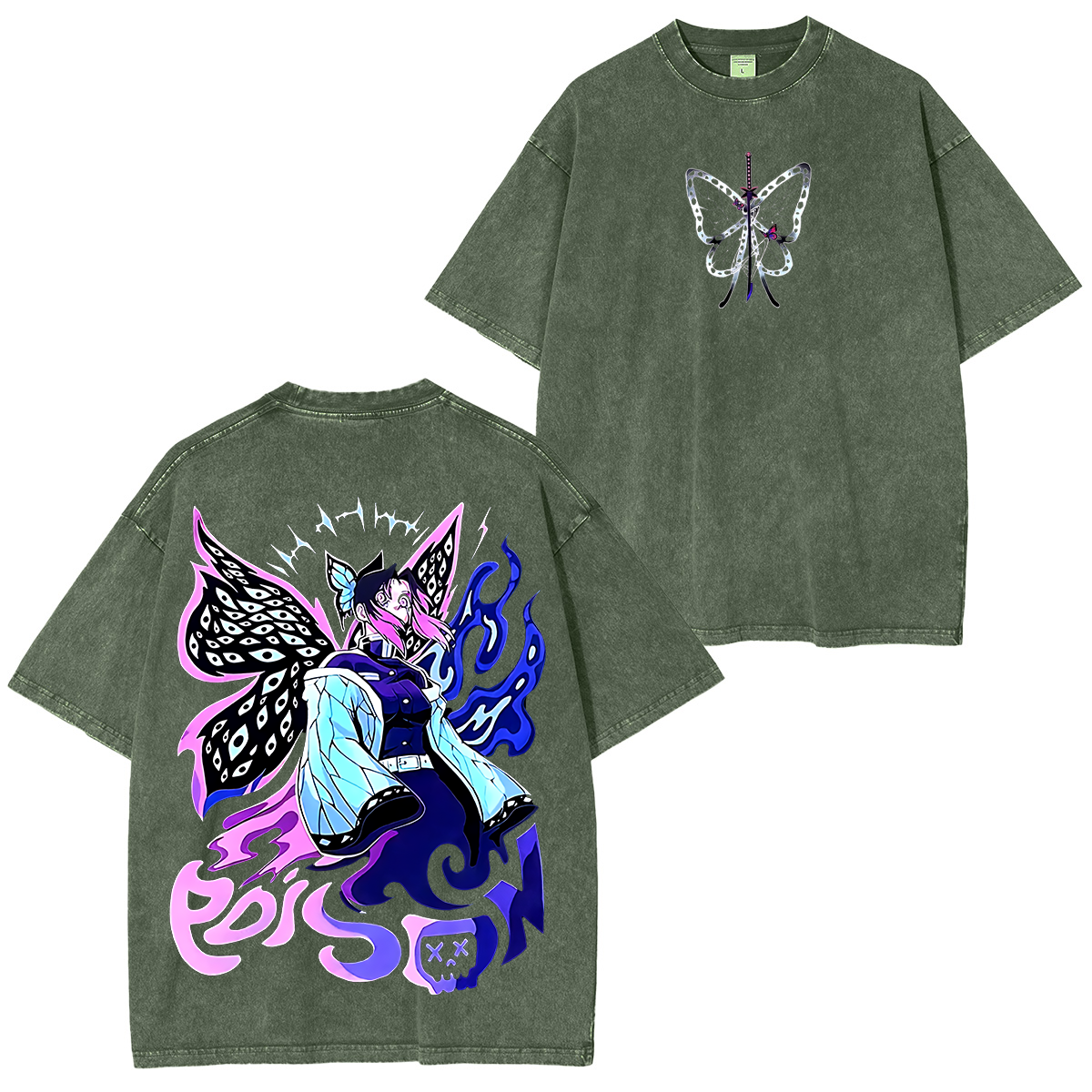 Shinobu, Demon Slayer Anime Unisex Washed T-Shirt