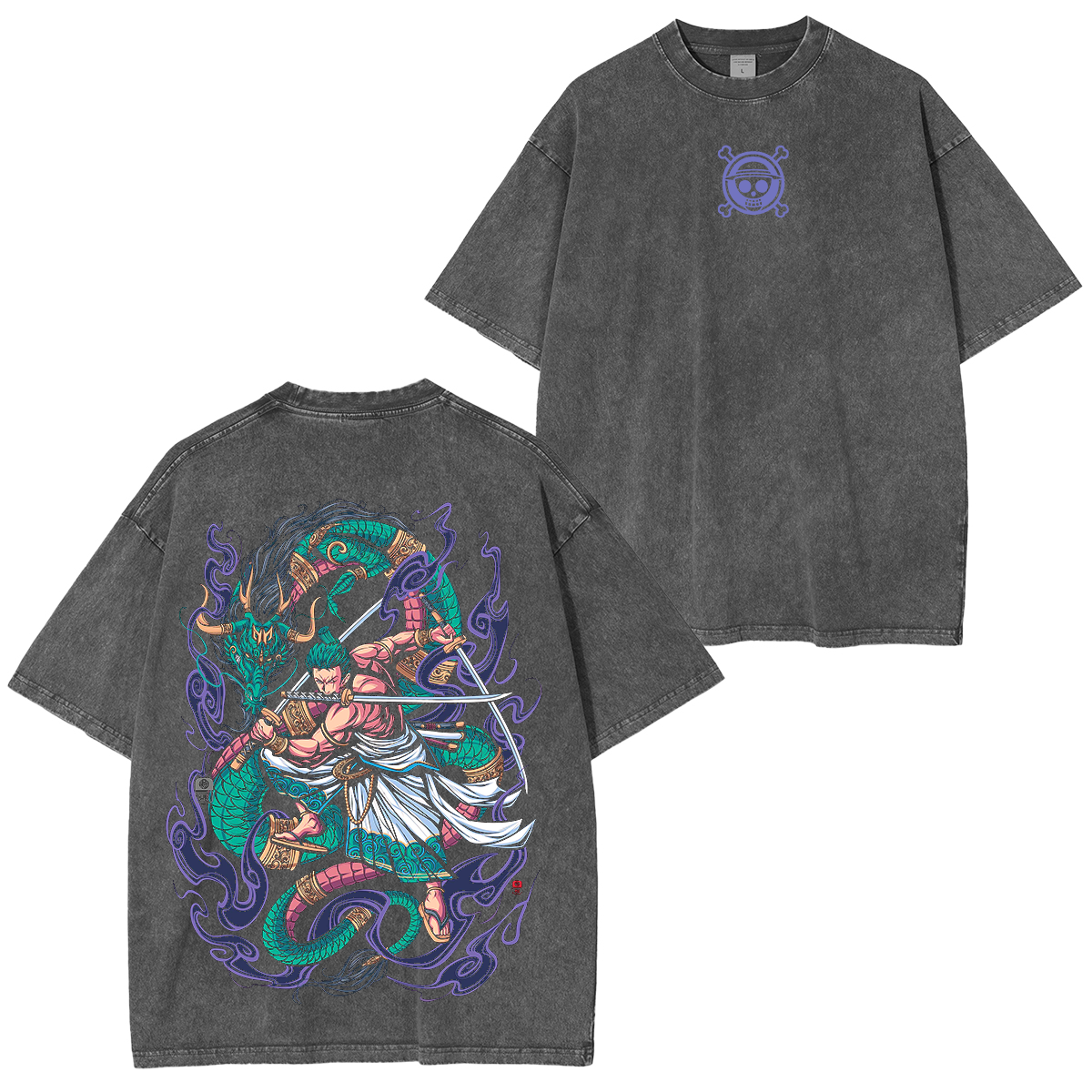 Zoro,One Piece Anime Unisex Washed T-Shirt