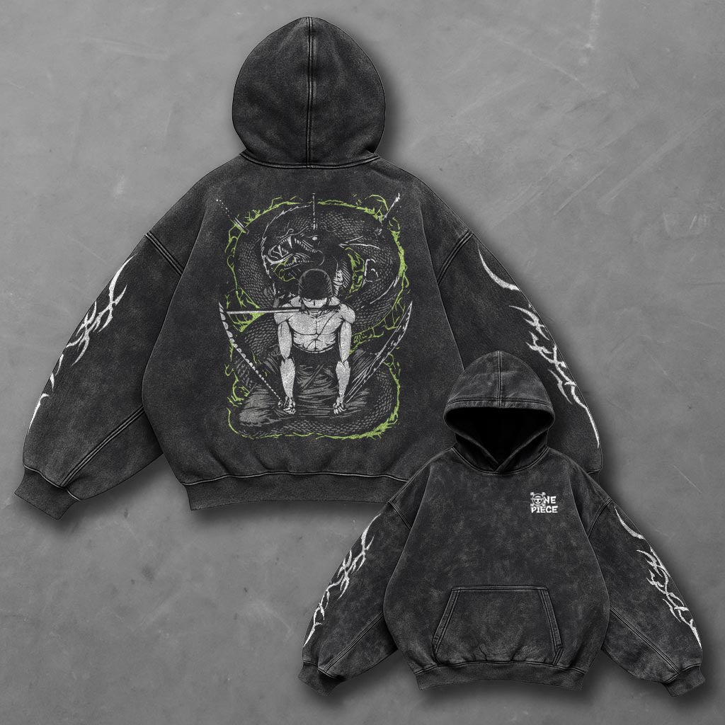 One Piece Oversized Clean Black  Anime Hoodie