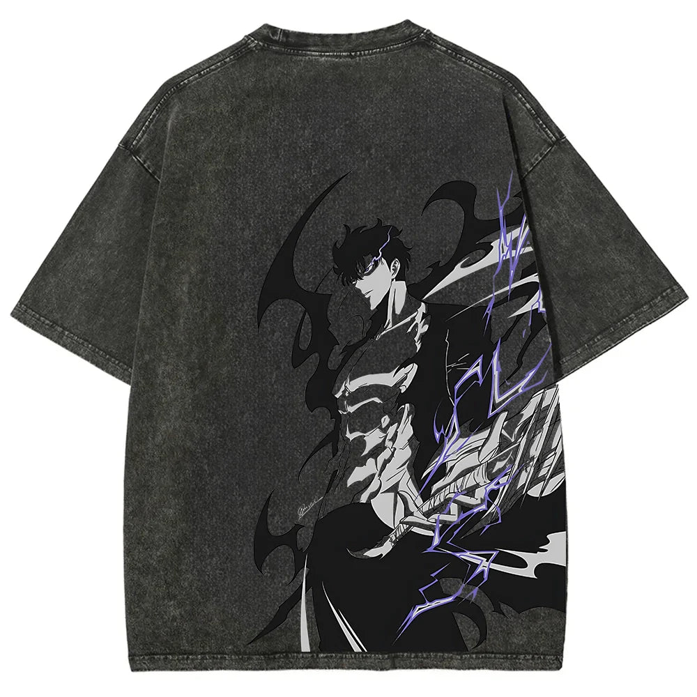 solo leveling Unisex Fit Washed T-Shirt 2501009739