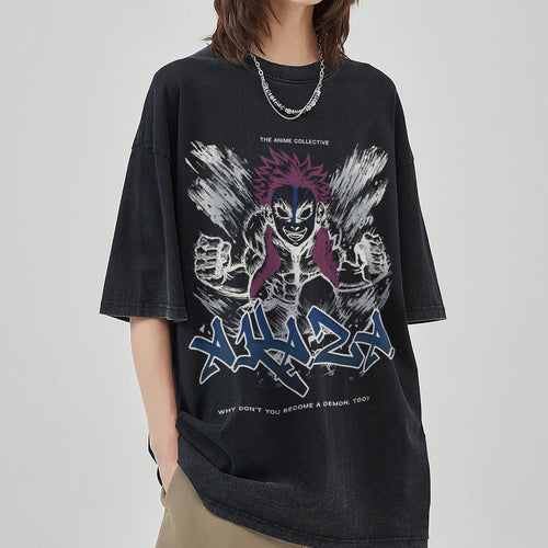 Akaza Vintage Oversized T-Shirt | Demon Slayer