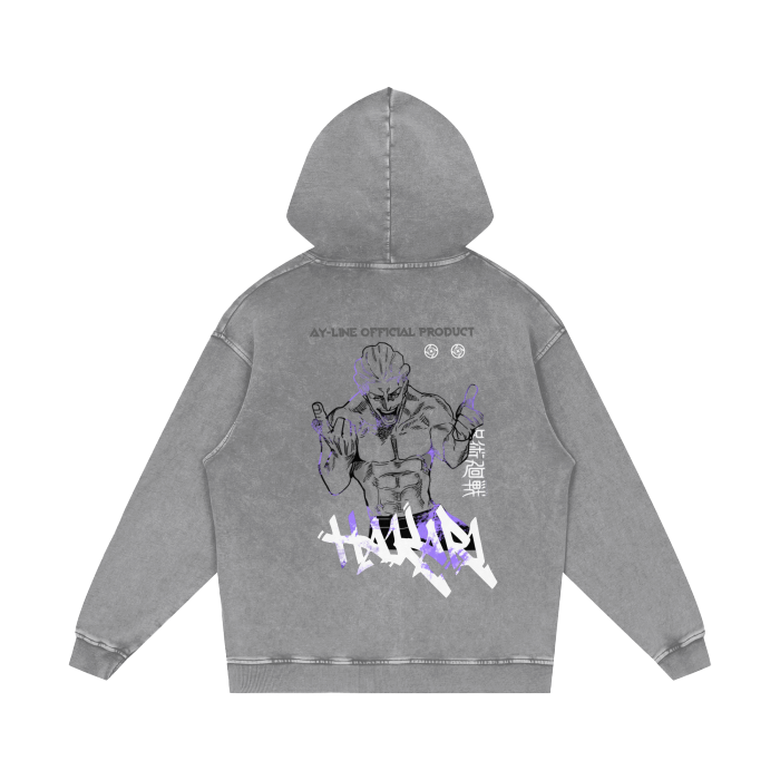 Lucky Strike Streetwear Hoodie Grey Washed