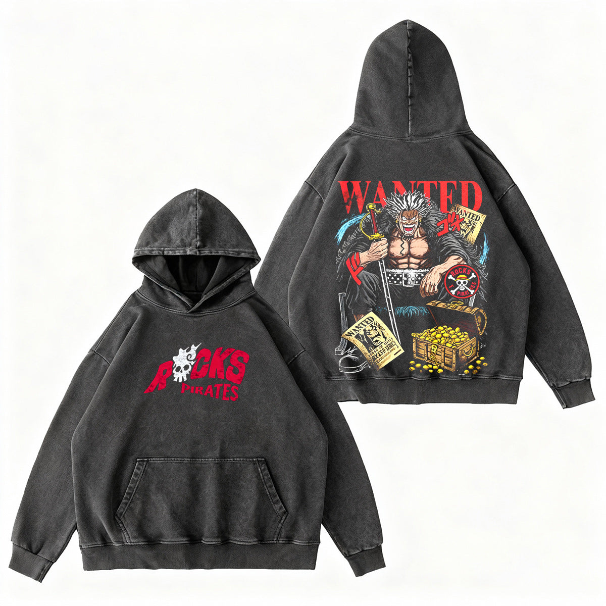 One Piece anime ：Rocks Pirates Vintage washed T-shirt/Crewneck/Hoodie