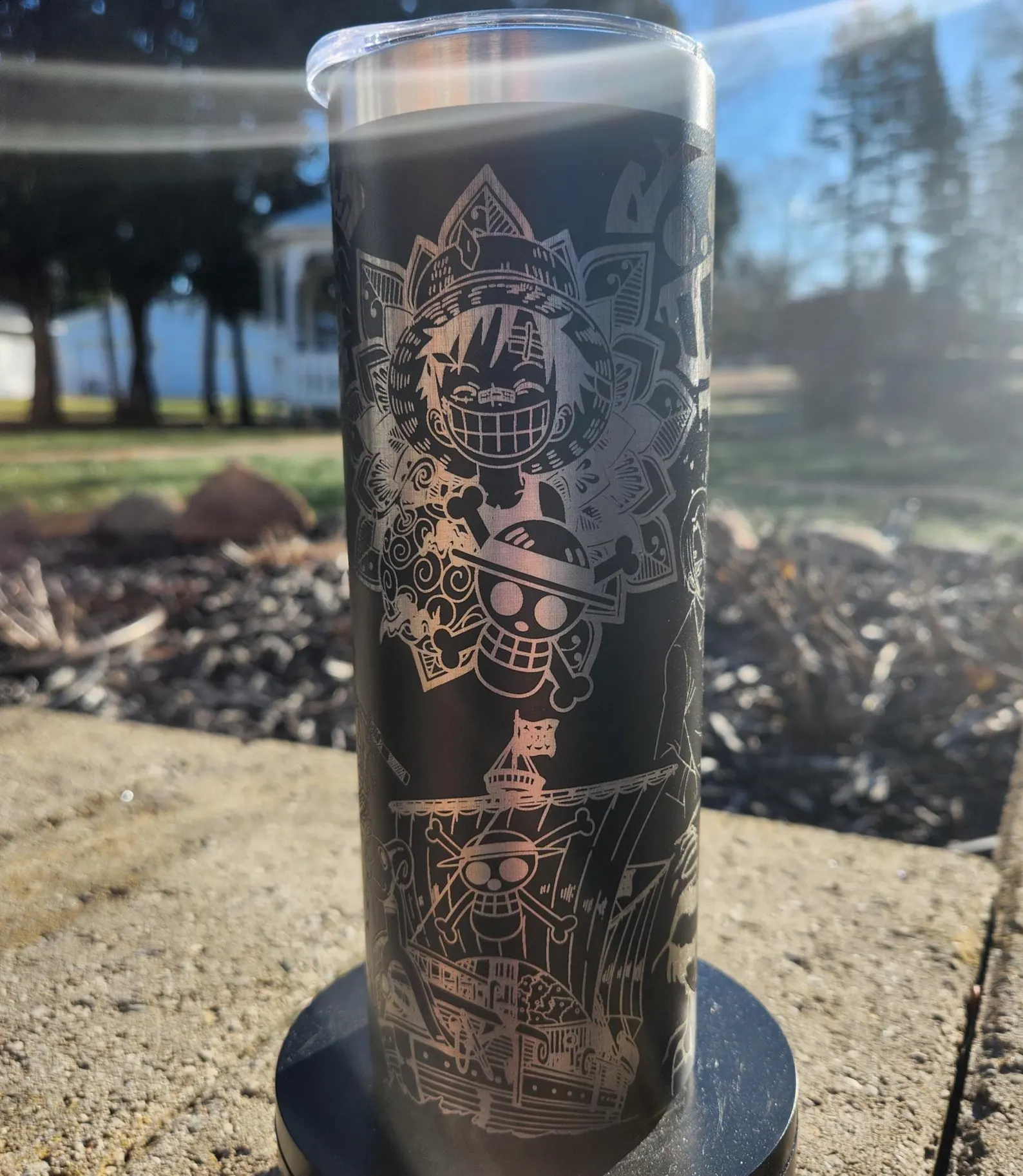 Straw Hat Pirates Anime collage Laser Engraved Tumbler