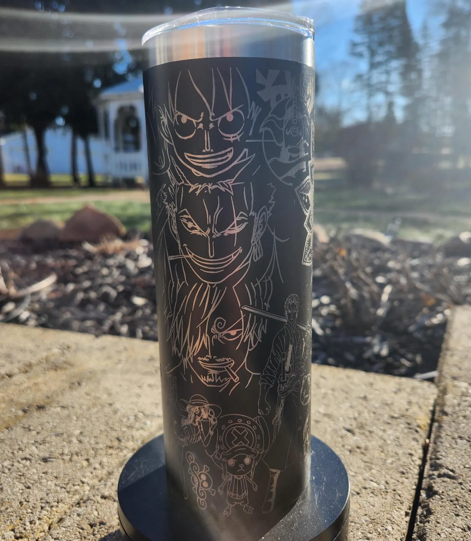 Straw Hat Pirates Anime collage Laser Engraved Tumbler
