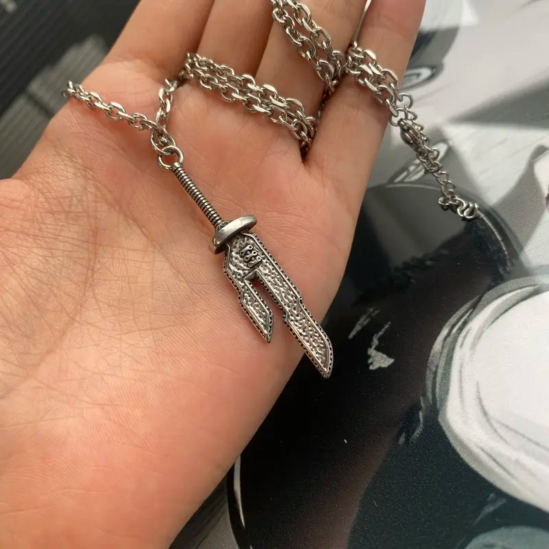 Toji Fushiguro Sword Necklace Anime Jujitsu Kaisen Toji Sword Cosplay Necklace Inverted Spear Of Heaven Necklace（Chain length25mm)